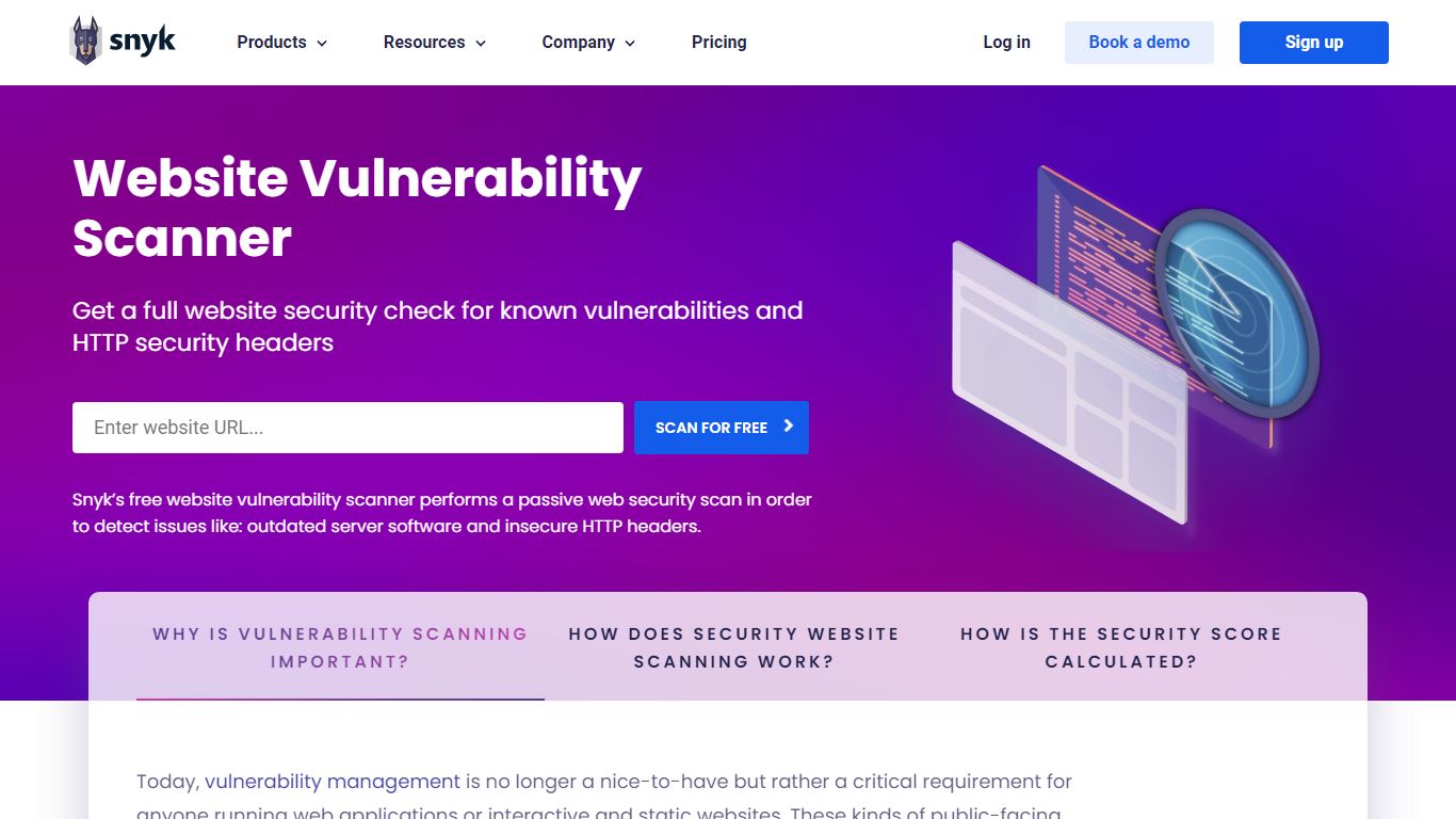 Website Scanner | Website Security Check for Free | Snyk